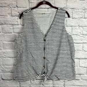 Old Navy Women's Striped Sleeveless Tie Waist Button Up Blouse Size XXL
